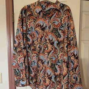 Coofandy Paisley Patterned Men's Button Up Shirt XL Euc